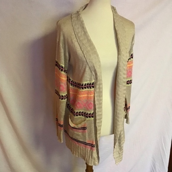 Francesca’s collections tan n neon tribal cardigan - Picture 5 of 9